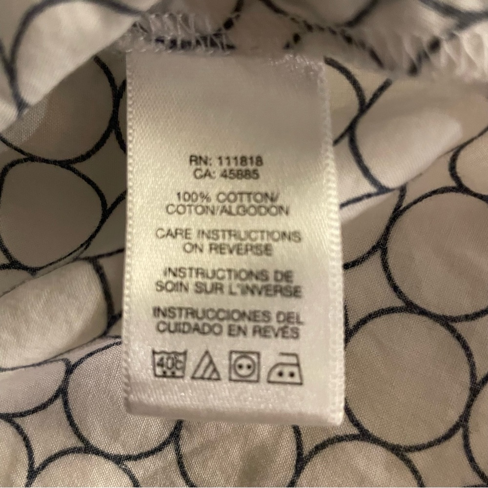 Sz 6 Michael Kors Cotton Puff 3/4 Sleeve Button Down Shirt White/Navy - Picture 6 of 11